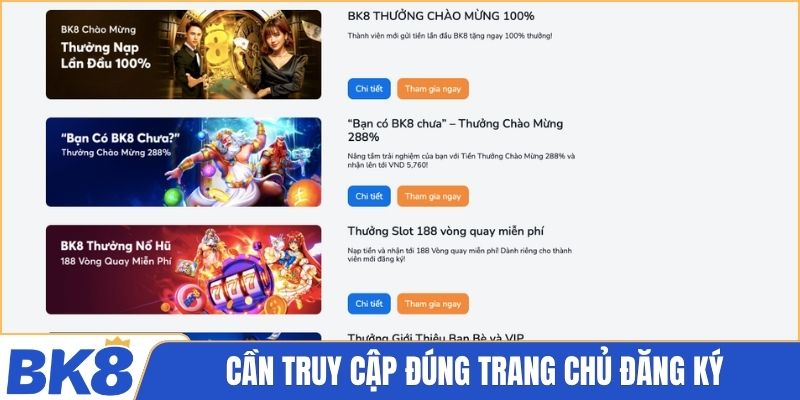 Cần truy cập đúng trang chủ đăng ký
