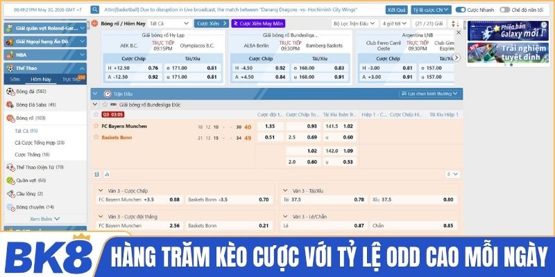 Hàng trăm kèo cược với tỷ lệ odd cao mỗi ngày