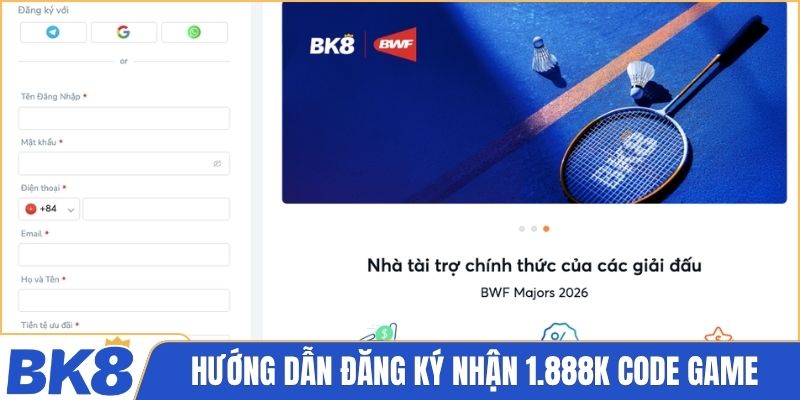 Hướng dẫn đăng ký nhận 1.888K code game