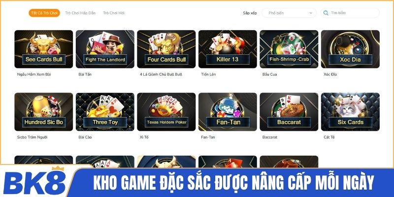 Kho game đặc sắc được nhà cái nâng cấp mỗi ngày
