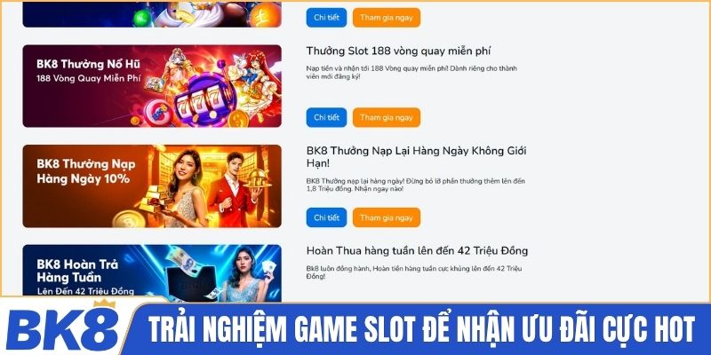 Trải nghiệm game slot để nhận ưu đãi cực hot